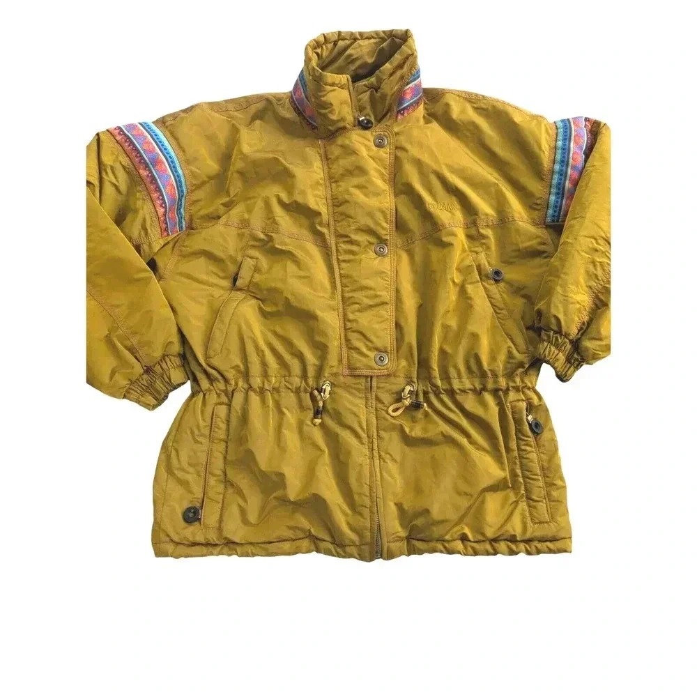 COLMAR Vintage Ski Jacket Women's Size 8 Made in Italy Shimmery Gold US 8